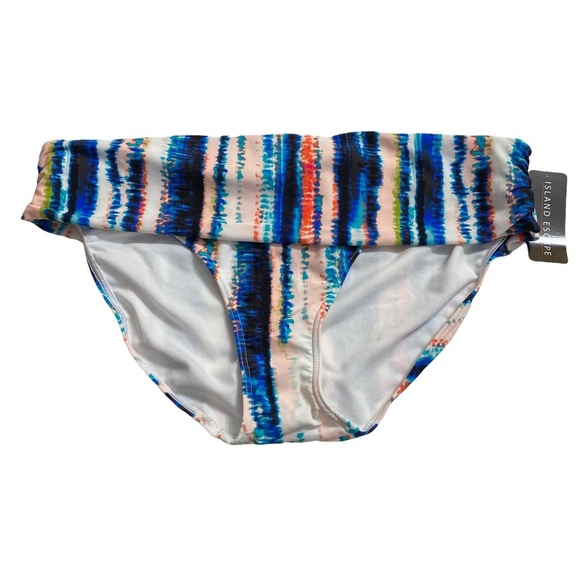 Island Escape Foldover Waist Full Coverage Bikini Swim Bottoms Plus Size 14 - Picture 2 of 16